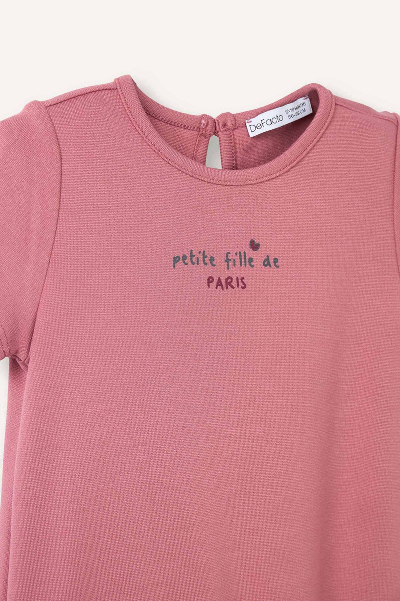 DeFacto Pink BabyGirl Girl Embroidered Short Sleeve Dress Casual - Image 3